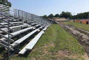tractor pull event with portable bleachers set up
