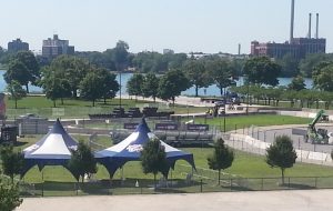 bleachers set up for outdoor fair