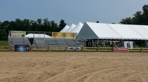 portable bleachers set up for rodeo event